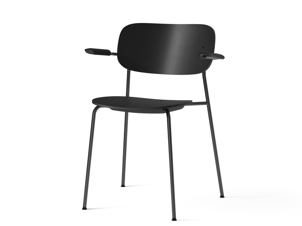 Krzesło Co Dining Chair with armrest, Plastic, Black/Black, Menu