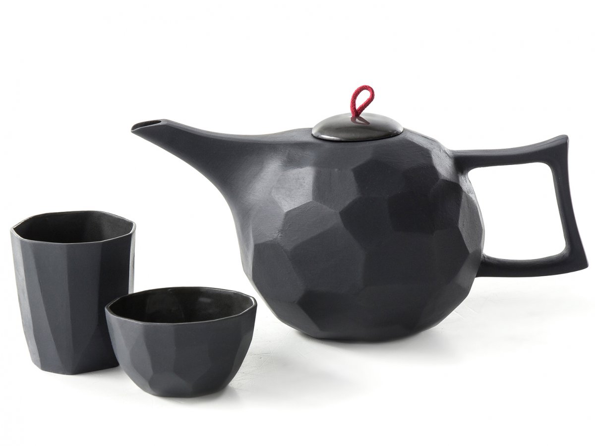 LIMBO porcelanowy zestaw na herbatę, w kolorze grafitowym, Modus Design