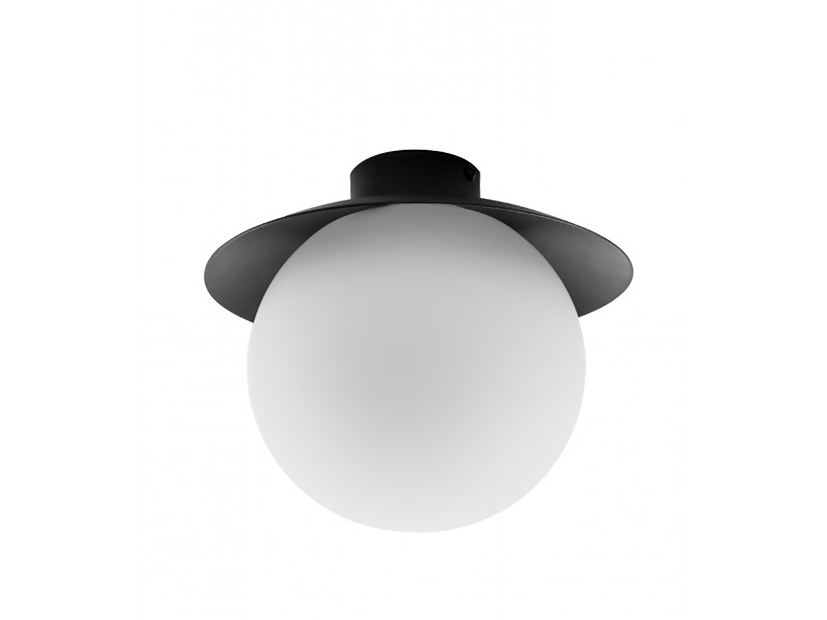 Lampa sufitowa plafon KUUL C czarne mocowanie i biała szklana kula UMMO