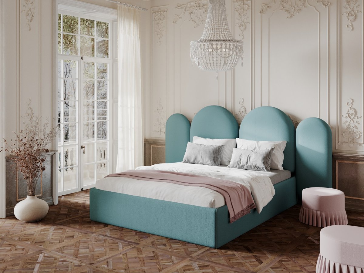 Łóżko tapicerowane CLOUD do materaca  140x200  błękitne