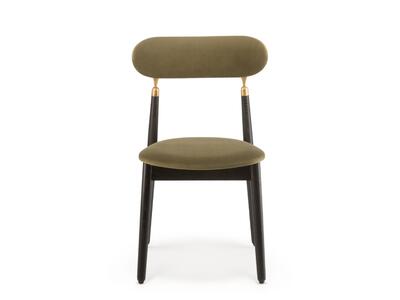 Krzesło 7.1 Chair, black painted oak frame, green Textum Avelina velour fabric