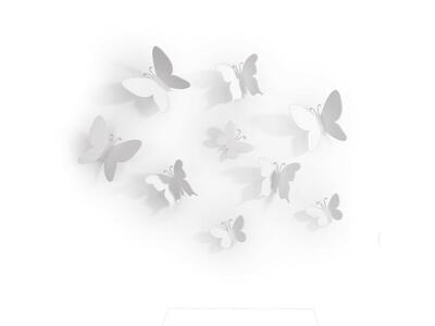 Dekor ścienny, motyle x 9, biały,Umbra