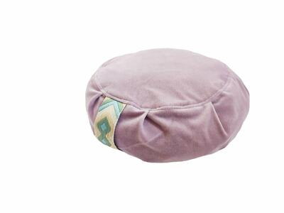 Różowa, aksamitna zafu - poduszka do medytacji z gryką