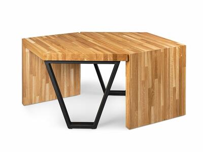Wielofunkcyjna ławka/ stolik kawowy BONDI - wykonana z klejonki dębowej i metalu