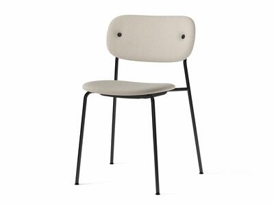 Krzesło Co Dining Chair, Black Steel Base, Upholstered Seat and Back, 0233 (Grey) Audo