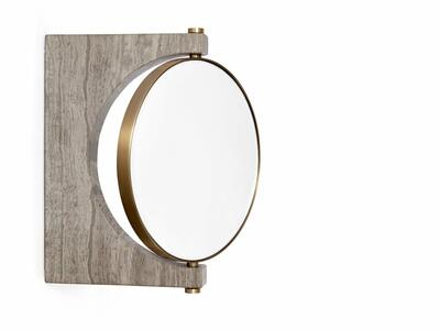 Lusterko Pepe Marble Mirror, Wall, Brass / Wood Grain Marble