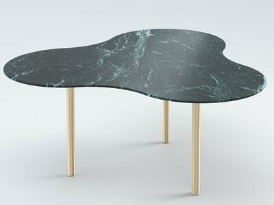 Stół Camo marble with brass legs A, 35 marble green (Wild Forest)