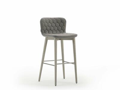 Krzesło Tea Quilted Stool with wooden legs 102 grey